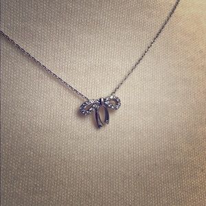 925 silver dainty bow necklace
